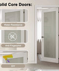 Frosted Glass Interior Door Slab 28 By 80 Inches Shaker Style Prebuilt Panel with frosted glass insert; water-resistant.