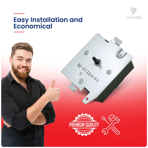 GE Dryer Timer Replacement WE4M365 WE4M527 Premium Pro Grade Timer displayed with a smiling man giving a thumbs-up