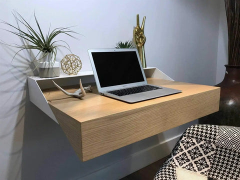 White Oak Rift Wood Veneer Sheet 24x48 Peel And Stick A Grade Veneer Face Ready To Stain on wall shelf with laptop and decor