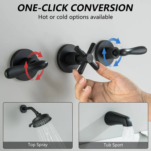 Knockout Matte Black Three Handle Shower Faucet Set With Tub Spout And Included Wall Valve Slick Vintage Design Dead Solid Build Straightforward Install Big Time Bathroom Refresh
