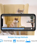 2K 3MP Wireless Pet Camera And Baby Monitor For Home Security Nanny Cam showing a dog on phone screen with storage options