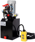 Heavy Duty 3200 PSI 12V DC Double Acting Hydraulic Power Unit Pump With 6 Qt Steel Reservoir, featuring 3HP motor and control box.