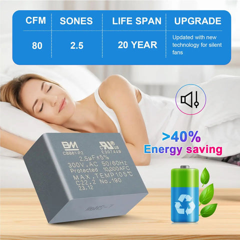 97015159 Motor Assembly Replacement For 676 Series 684 D, features silent fan tech and energy-saving benefits, sleeping woman background