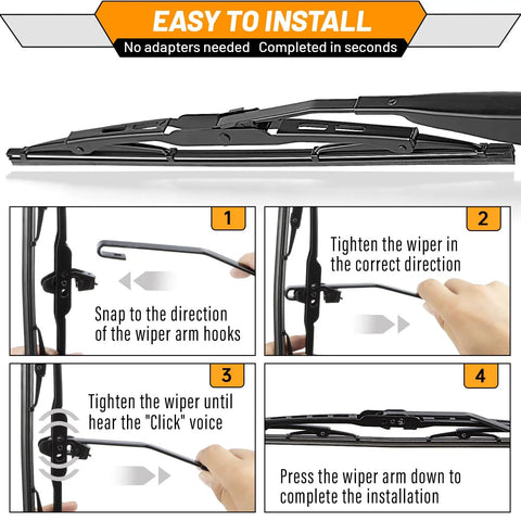 Jeep Wrangler TJ 13 Inch Wiper Blades Replacement Front Windshield All Weather Direct Fit Easy Install Pack Of 2 instruction steps