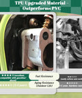 Premium TPU Fuel Line Kit With Three Size Options installed in engine showing fuel and aging resistance ratings.