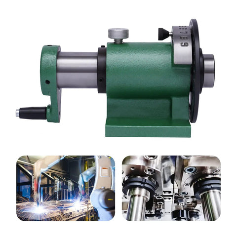 Knockout Precision 5C Spin Index Fixture Collet with green cast steel base and 360 degree scale for precise milling.