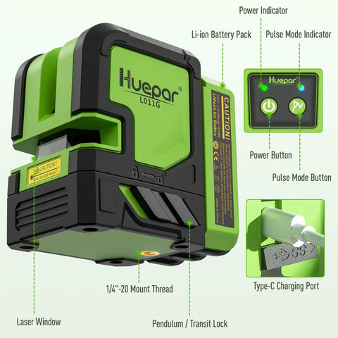 Pro Grade Four Vertical Lines And One 360 Degree Horizontal Line Self Leveling Laser Level With Green Cross Line Plumb Dot Rotating Base Dual Li Ion Battery Ideal For Tiling Flooring And DIY Room Layout