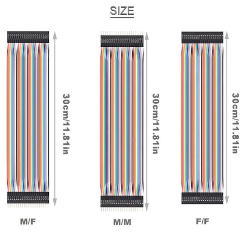 Jumper Wire Kit 120 Pcs 3x20cm Dupont Cables For Breadboard Prototyping showing male to female, male to male, female to female wires