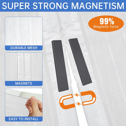 Magnetic Screen Door For 32x80 Inch Openings, 34x82 Inch Heavy Duty Mesh Featuring Magnets and Easy Install Graphic