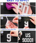 Step-by-step guide for applying Reflective Mailbox Numbers And Letters Stickers Decals, 148-Piece Vinyl Self-Adhesive Kit.