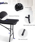 Close-up details of Heavy Duty 6 Foot Folding Table Portable Plastic Fold In Half for Indoor Outdoor Use, showcasing sturdy legs and handle.