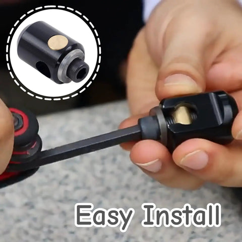 Person installing Stainless Steel Compound Bow Stabilizer Adapter Quick Disconnect Mount for easy setup.