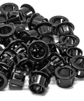 50 Pack 1/2 Inch Cable Snap Bushing Grommet Protector Black Round Nylon, Snap In Shield For Wires And Hoses close-up view