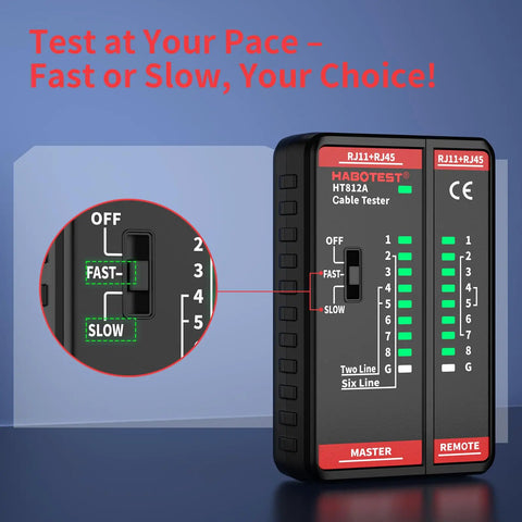 All In One Ethernet Cable Tester For LAN And Telephone Lines RJ45 RJ11 Cables From CAT5 Through CAT7, master and remote units