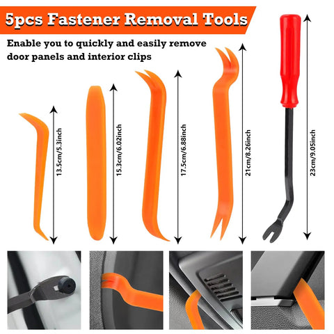 5-piece fastener removal tools included in the Universal Car Retainer Clips And Fasteners Kit With 32 Common Sizes, 1240Pcs.
