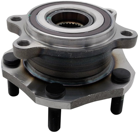 Front view of Go To Front Wheel Bearing And Hub Assembly For Nissan Models, Complete Replacement Kit, precision fit hub and bearing.
