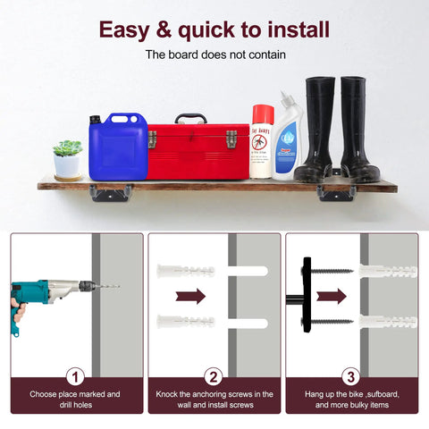 Installation guide for Heavy Duty Double Garage Hooks Wall Mount 12.44 Inch Long Utility Hangers Two Pack