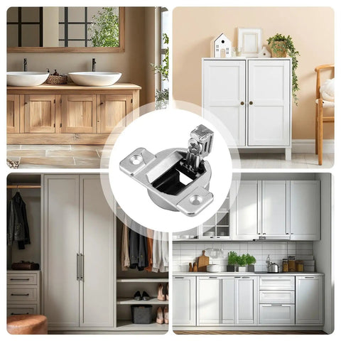 Collage showcasing Silent Soft Close Cabinet Door Hinges For Cabinets Replacement Hardware Easy No Brainer Install
