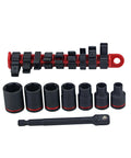 8 Piece 3/8 Inch Drive SAE Impact Socket Set With Heavy Duty Heat Treated Steel Includes various size sockets and adapter