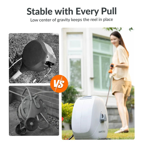 No Fuss Easy Install Retractable Heavy Duty Garden Hose Reel One Half Inch By Eighty Two Foot Auto Rewind With 360 Degree Swivel Base