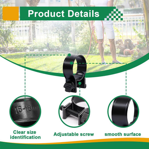 34 Piece Worm Gear Hose Clamp Set With Five Sizes From Five Sixteenths Inch Up To Twenty Three Thirty Seconds Inch Heavy Duty Zinc Plated Fuel Line Clamps For Auto Gas And Diesel Lines Durable Corrosion Resistant focus on size, screw, and surface details