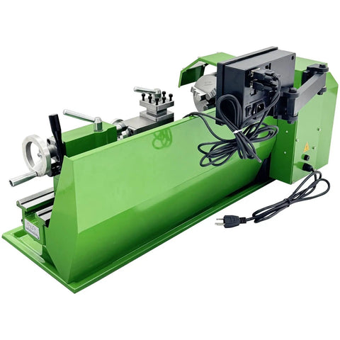 Heavy Duty 8X16 Benchtop Metal Lathe With 1100W Motor Slick Variable Speed 50 To 2500Rpm Digital Readout showing green precision build