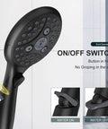 7 Setting Handheld Shower Head With On Off Pause Switch For No Fuss Water Control High Pressure 4.8 Inch Shower Head