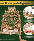 Harry Potter Quidditch Pinball Machine 3D Wooden Puzzle Kit For Adults To Build, shown with detailed game elements and controls