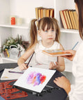 Child using Adjustable Light Tracing Box Stand With Metal Frame Pro Grade Portable LED Drawing Light Box For Tracing And Sketching at desk