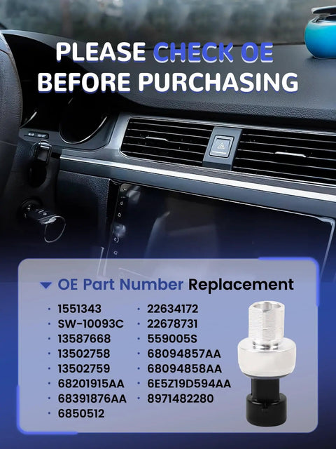 Air Conditioning Pressure Switch Sensor Replacement OEM 1551343 13587668 display with part numbers list