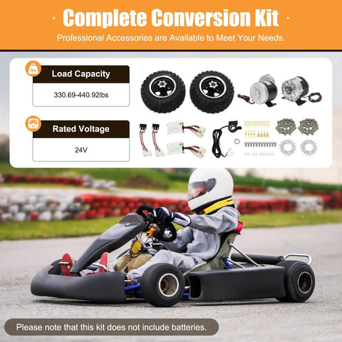 Turn Your Ride Into An Electric Powerhouse With This 24V 250W Dual Wheel Cart Conversion Kit for a go kart on a track