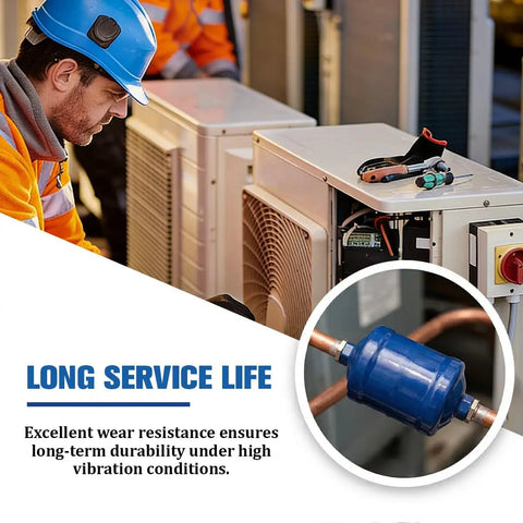Heavy Duty 1/4 Inch Flow Filter Drier For Automotive Heat Pump Cars, steel filter drier in HVAC setup ensuring long service life.