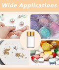 Four Pack Tiny Glass Jars With Lids 2ml Mini Vials for beads, glitter, pills, crafts, showcasing versatility and wide applications