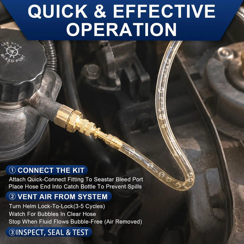 Hydraulic Steering Bleed And Filler Kit For Boats Remove Air And Flush Fluid To Fix Hard To Turn Steering Pro Grade Marine Brass