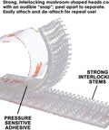 Close-up of Dual Lock Clear Adhesive Mounting Strips Pack Four Each One Point Five Inches Interlocking Mushroom Head Fasteners