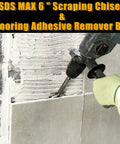 Using 6 Inch Wide Tile And Thinset Scaling Chisel For SDS Max Rotary Hammers on ceramic tile wall