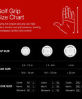 Golf grip size chart showing hand and grip size guide for Tour Velvet 360 Golf Grip Midsize White 1 Pack For Durable Comfort.