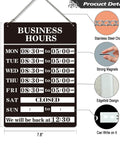 Magnetic Changeable Business Hours Sign For Storefronts, Heavy-Duty Metal Display with Magnetic Hour Blocks and Stainless Steel Chain