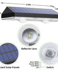 Top Notch Solar Fence Lights For Outdoor Yard And Garden Walkways with solar panels, reflector lens, and switch details.