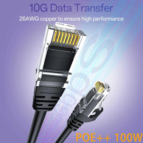 Close-up of Fast Cat 6 Ethernet Patch Cable 3 Feet Pack Of 10 For Home And Office Networks Delivers 10Gbps UTP Speeds