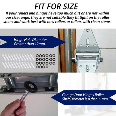22Pcs Garage Door Quiet Hinge Sleeves And Shaft Gaskets Kit 11mm Inner Diameter 80mm Length Low Friction Durable Hinges For Smooth Open Close Maintenance, size guide