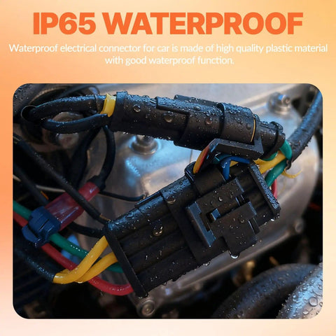 Waterproof Automotive Wire Connector Kit with 1008 Pieces and 63 Sets installed showing IP65 waterproofing in car engine