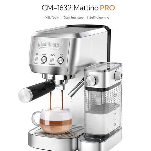 Premium Espresso Machine With Auto Milk Frother And 20 Bar Italian High Pressure Pump For Rich Crema And Silky Microfoam Lattes in stainless steel.