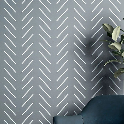 Extra Large Herringbone And Chevron Wall Stencil Set 16 By 40 Inches Includes Two Stencils For No Fuss Easy DIY Wall Art Painting Modern Geometric Pattern
