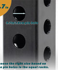 Close-up of 0.7-inch hole for Leg Extension And Curl Machine For Power Rack With 18mm Holes Eight Height Settings And 600lbs Max Load