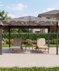Heavy Duty Waterproof Tarp With Bionic Tree Camo Pattern on outdoor canopy, two chairs underneath