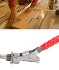 Beefy Heavy Duty Toggle Clamp With 66.8Mm Stroke And 180 Degree Push Pull Action, Delivers 701Lb Holding Power, Quick Release, Non Slip Ergonomic Handle, shown on woodworking table.