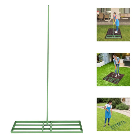 Heavy Duty Lawn Leveling Rake With 180 Degree Adjustable Head And 5.74 Feet Long Handle for leveling soil in backyards and gardens