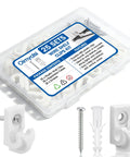 Heavy Duty Wire Shelf Clips With Screws And Anchors For Closet Wall Brackets White Plastic Shelving Hardware 25 Pack in packaging