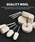 80 Pieces Wool Felt Buffing Wheel Set For Rotary Tool With 1 8th Inch Shank, various sizes on black background